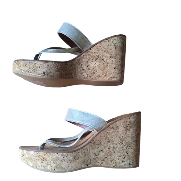 K Jacques St. Tropez Dorit Sandals Wedge Heel in a Neutral Metallic champagne - Picture 14 of 16
